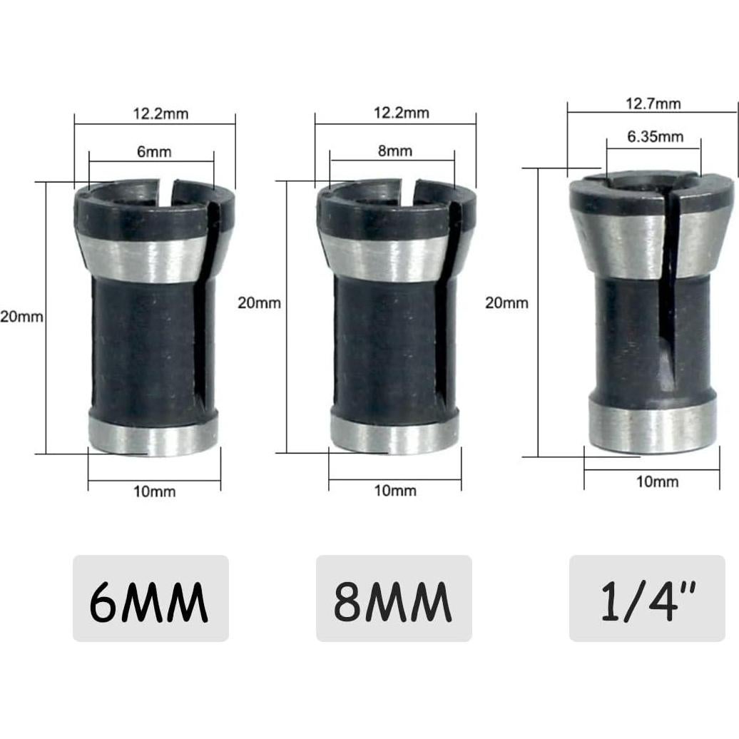 Adaptador de Colet de Router SeonFook 6 Pcs 6mm 8mm