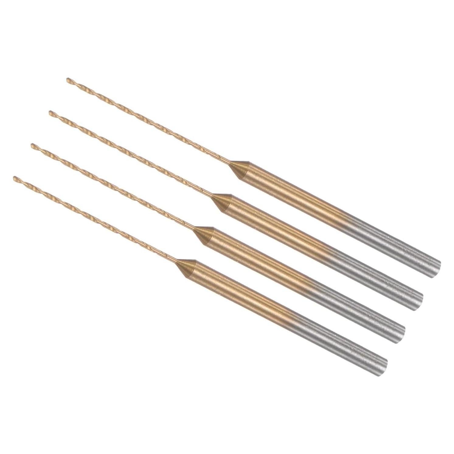 Mini Broca 0.6mm CoCud - Acero HSS Recubierta Titanio, 4 Piezas