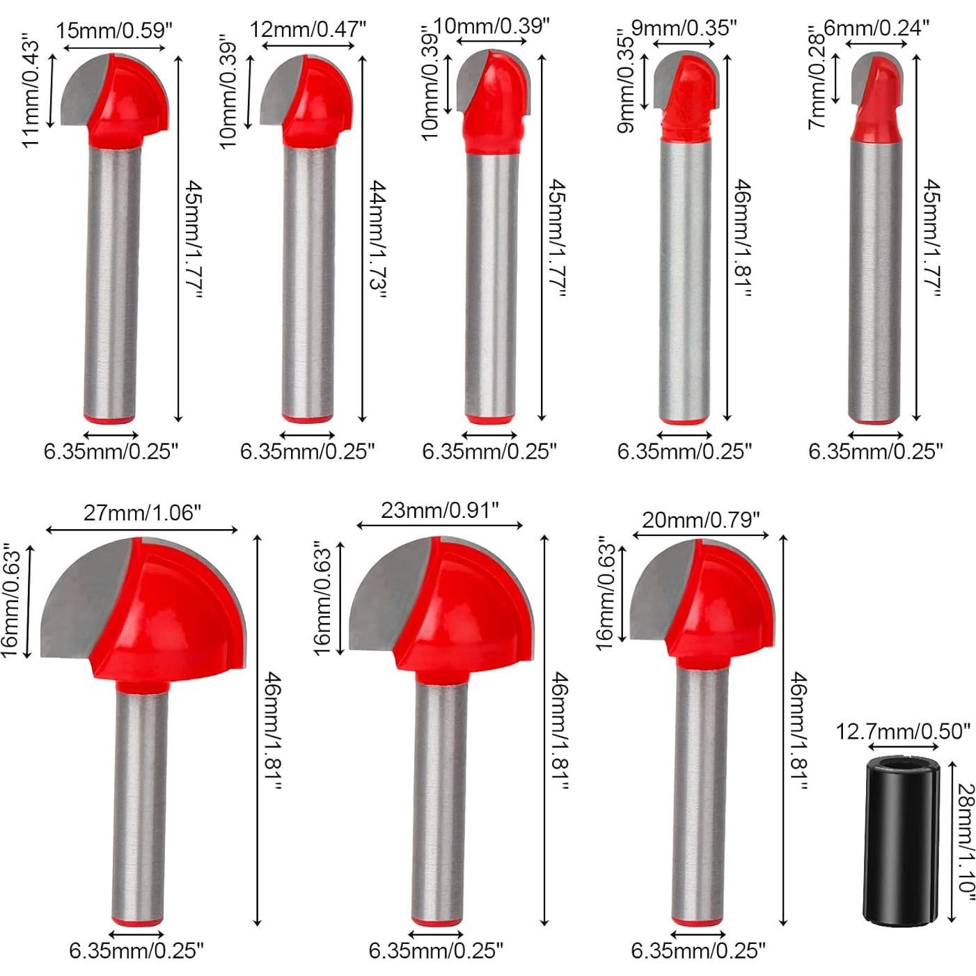 Juego de Brocas de Caja Cove Jeonan 8 Piezas 1/4" y 1/2"