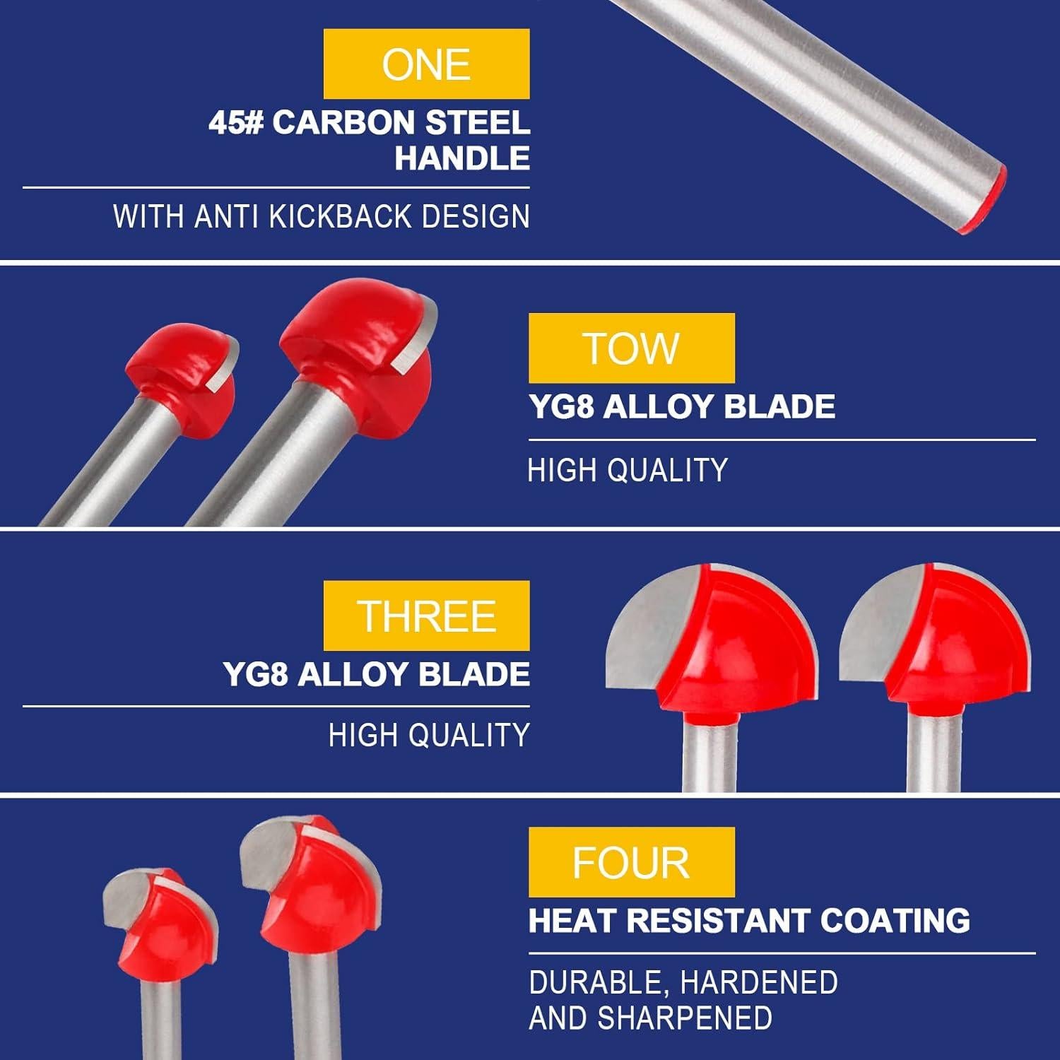 Juego de Brocas de Caja Cove Jeonan 8 Piezas 1/4" y 1/2"