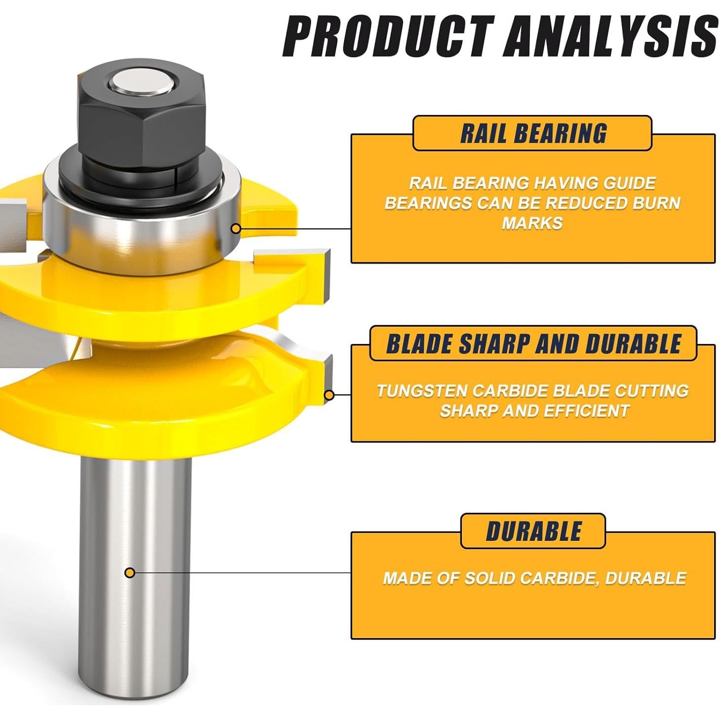 Juego de 3 Fresas para Puertas de Armario MEANLIN 1/2"