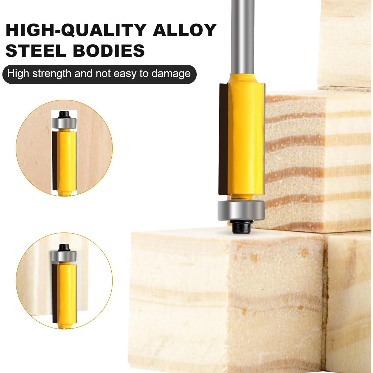 Juego de Fresas de Enrasado 4PCS Yueqing Zhongji 1/4"