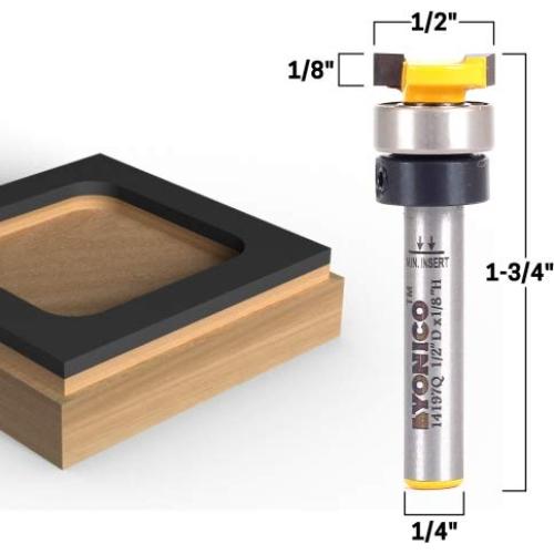 Fresa de Recorte a Ras Yonico 1/2" Diámetro 1/4" Eje