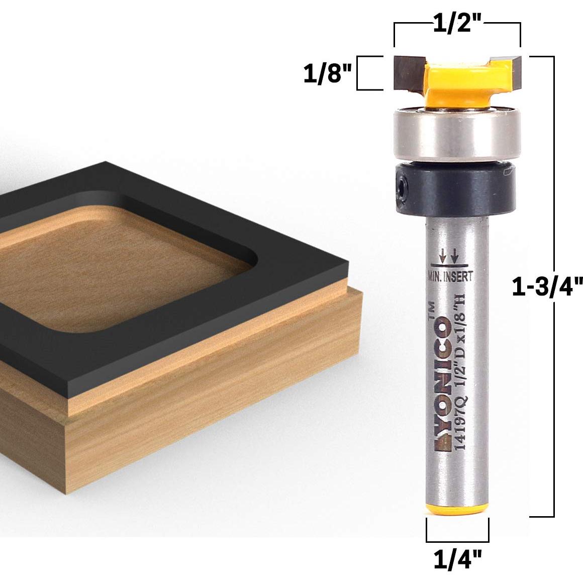 Fresa de Recorte a Ras Yonico 1/2" Diámetro 1/4" Eje
