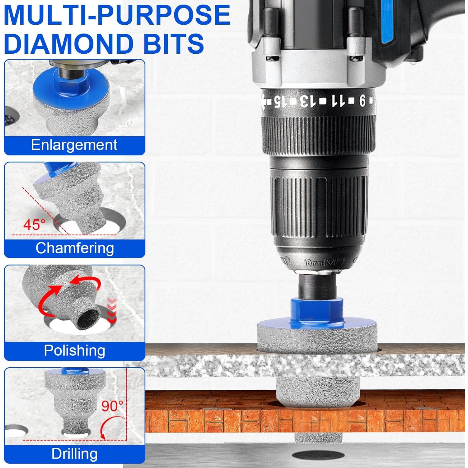 Juego de 2 Puntas de Chaflán Diamante YAKUHY 50mm para Azulejos