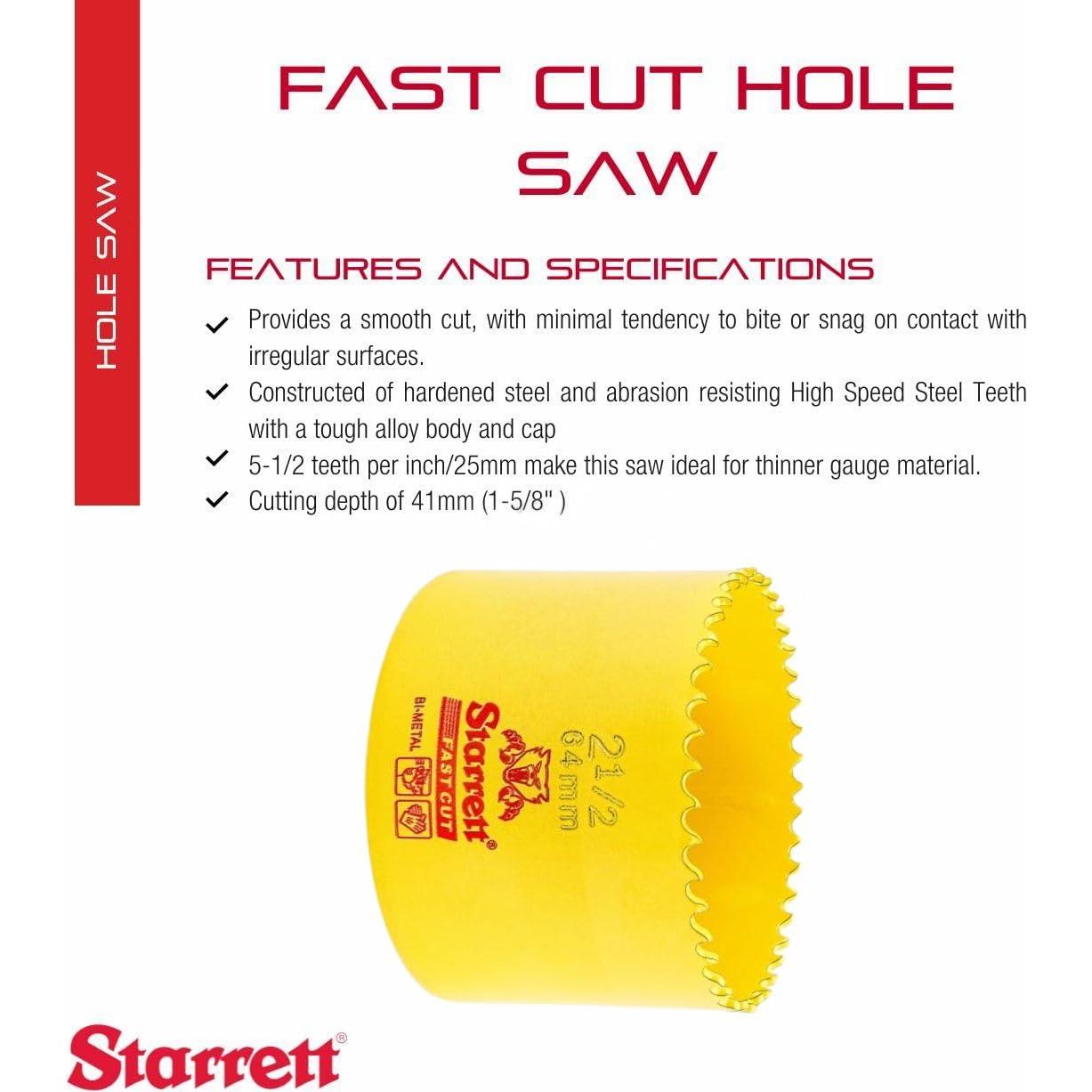 Sierra de Agujero Starrett FCH0212-G 6.35 cm HSS para Metal y Madera