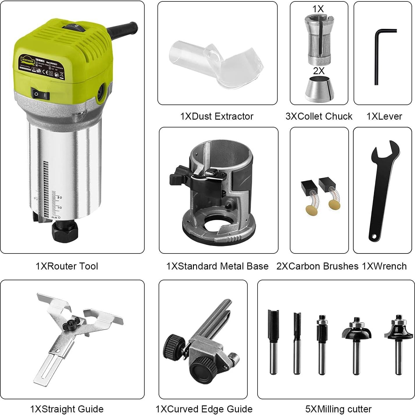 Router Eléctrico DEWINNER 710W 13000-33000 RPM 6 Velocidades