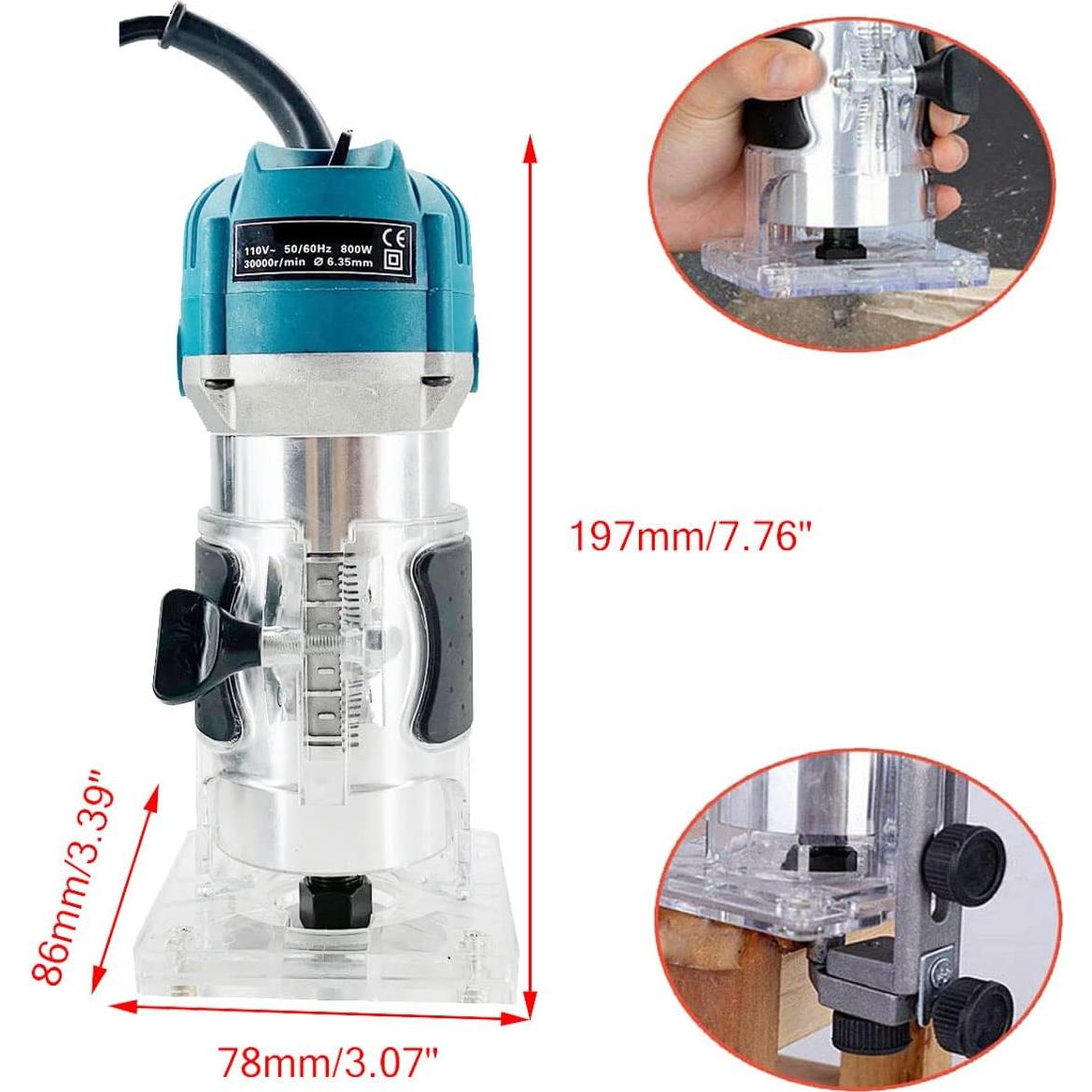 Router Eléctrico Cozyel 800W 110V para Carpintería Azul