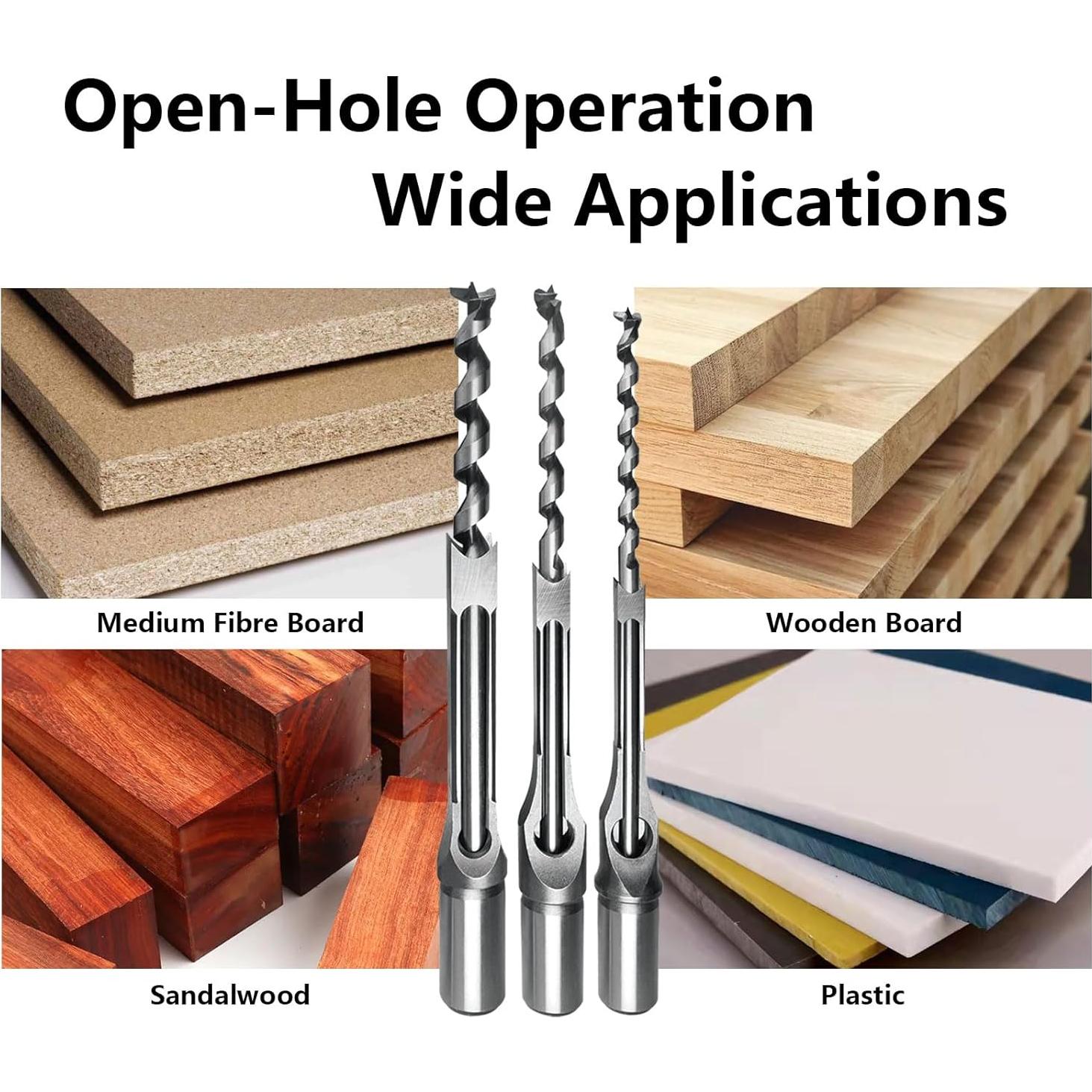 Brocas Cuadradas para Madera ATOPLEE 3pcs HSS 8mm 9.5mm 12.7mm