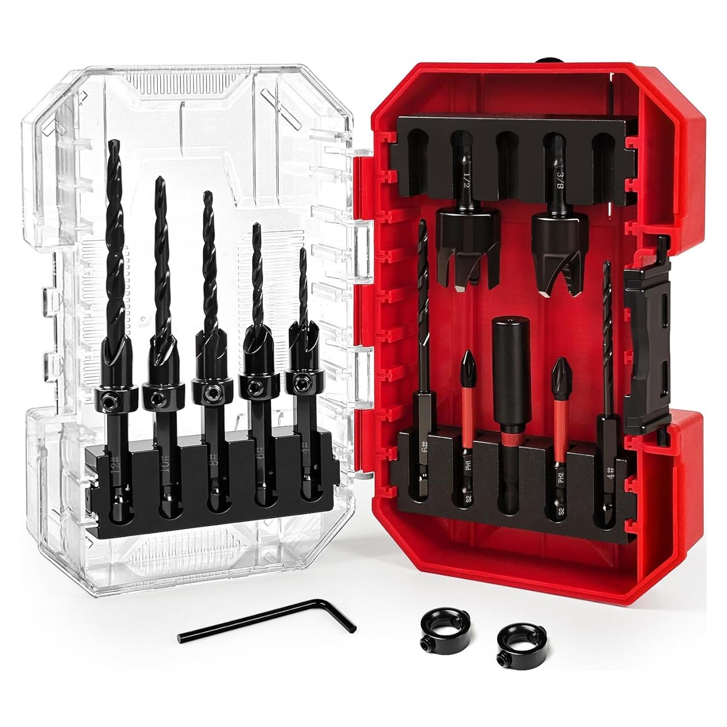 Juego de Brocas de Avellanado TEWORDA 15 Piezas HSS Nitrurado