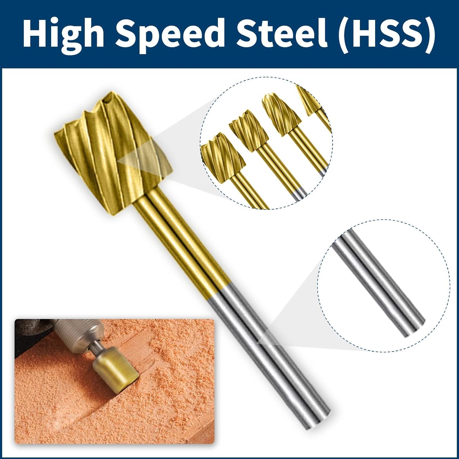 Juego de 20 Bits de Tallado en Madera Lukcase HSS Titanio 3.175mm