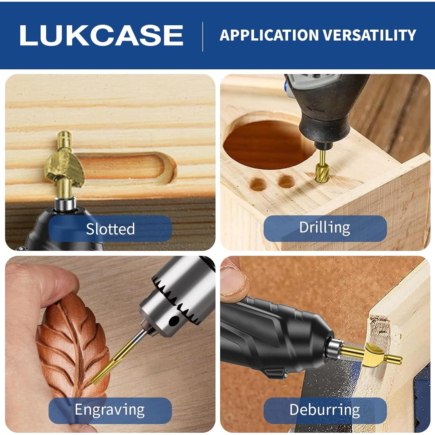 Juego de 20 Bits de Tallado en Madera Lukcase HSS Titanio 3.175mm