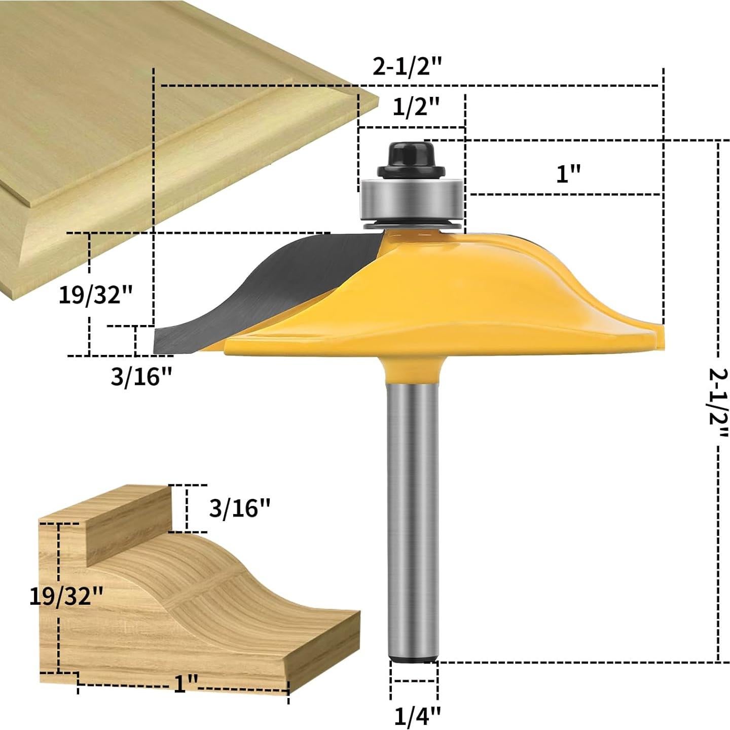 Juego de Brocas para Router 3PCS YQLBGPRJ 1/4" para Madera