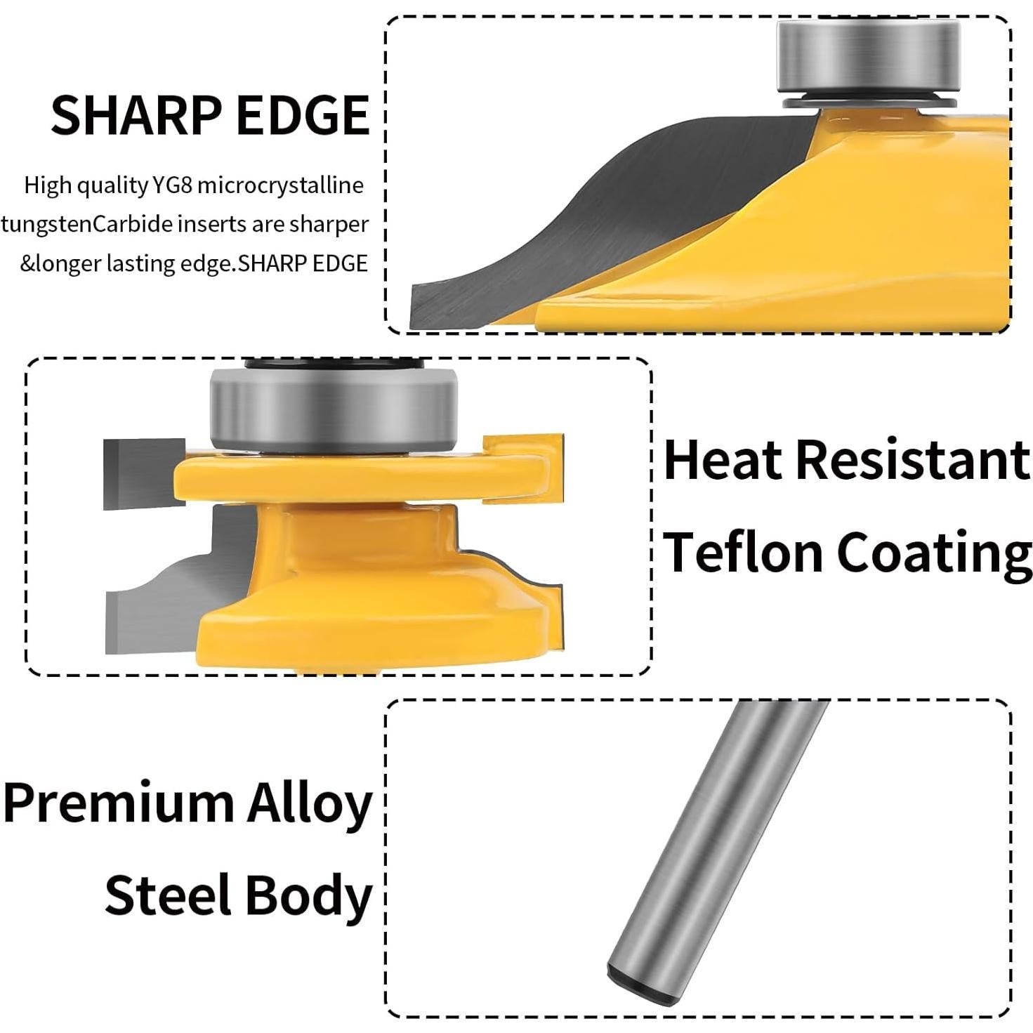 Juego de Brocas para Router 3PCS YQLBGPRJ 1/4" para Madera