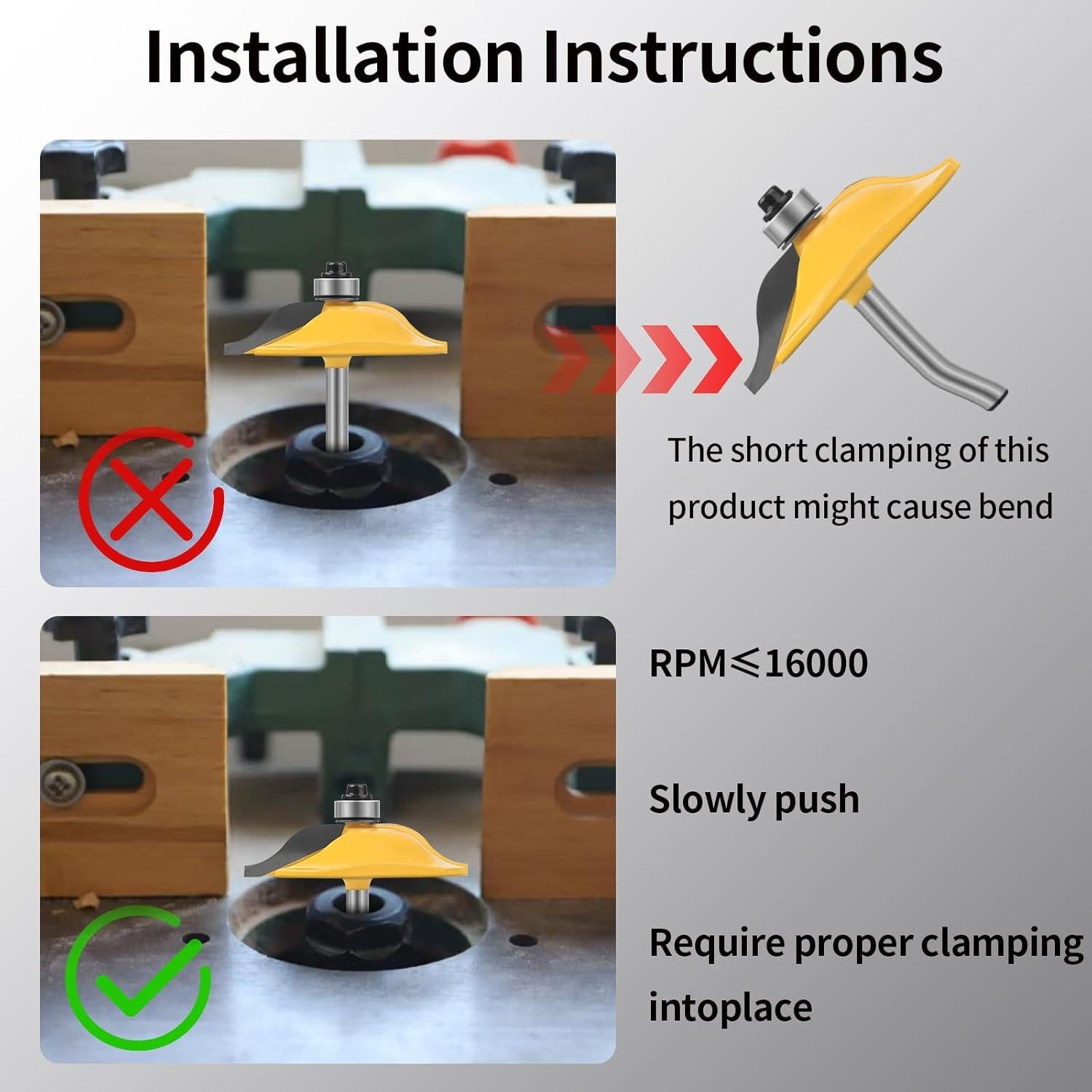 Juego de Brocas para Router 3PCS YQLBGPRJ 1/4" para Madera