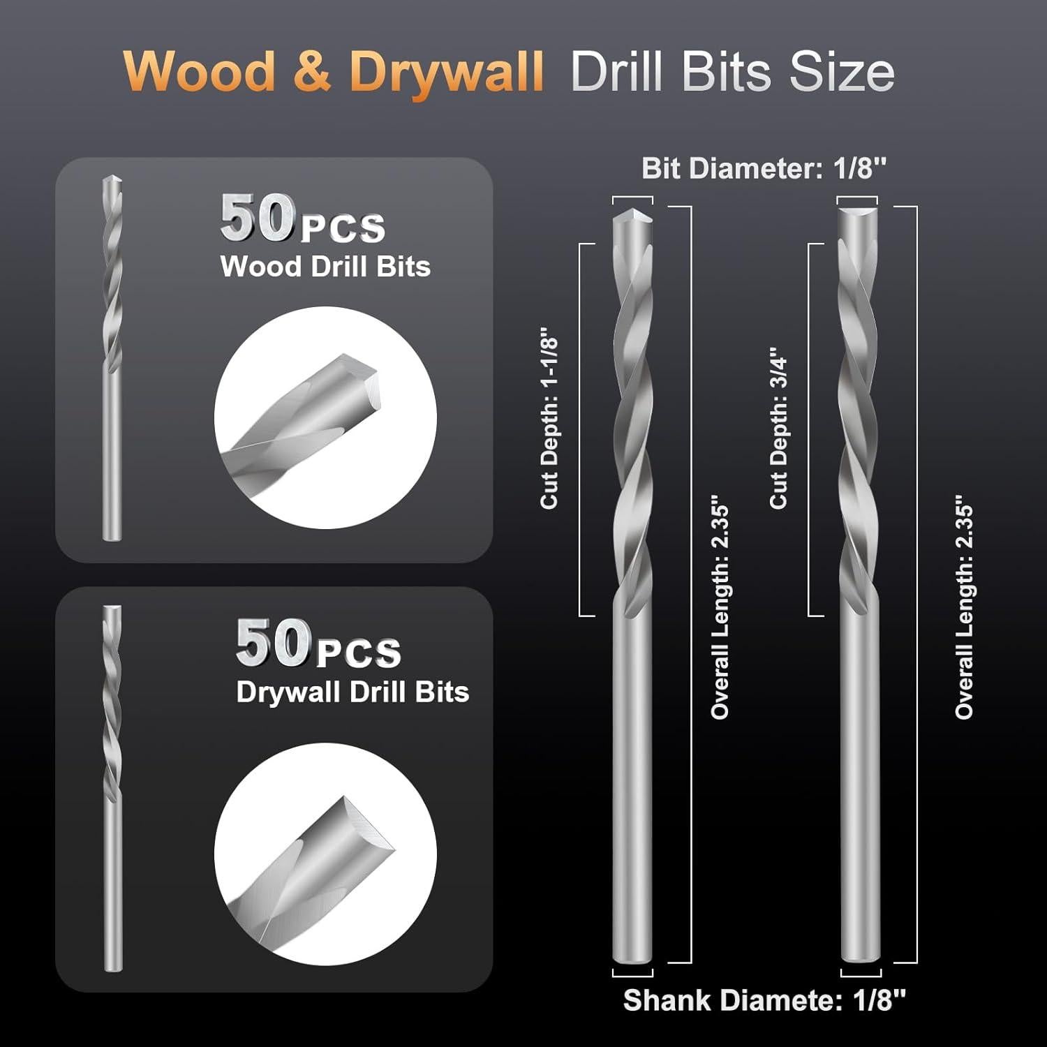 Juego de 100 Brocas Excecar para Madera y Paneles de Yeso