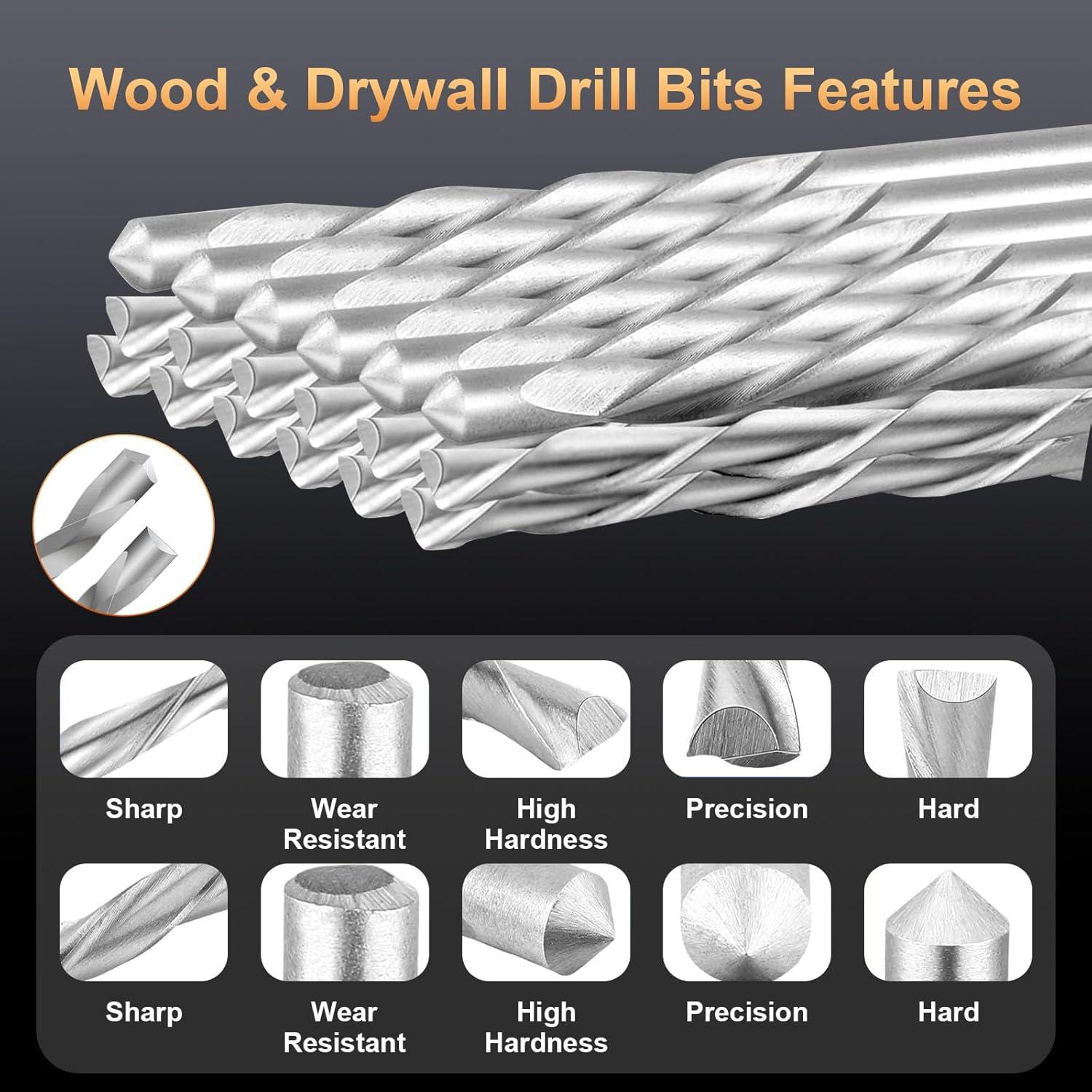 Juego de 100 Brocas Excecar para Madera y Paneles de Yeso