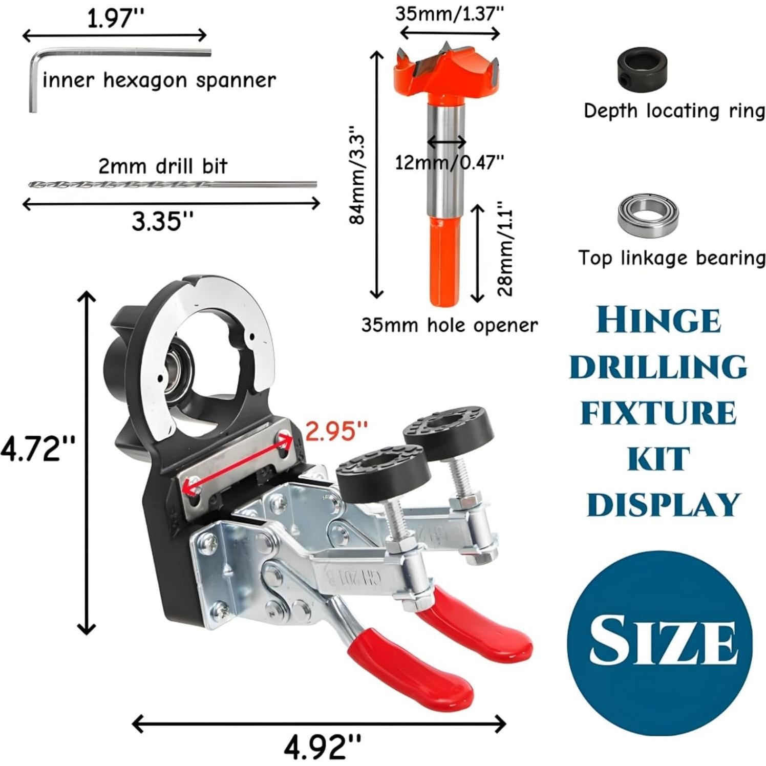 Plantilla de bisagra oculta Acshio 35 mm ajustable para madera