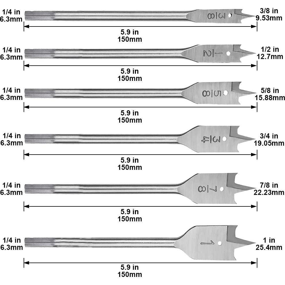 Juego de Brocas de Espada 6 Piezas Kigauru Acero Carbono