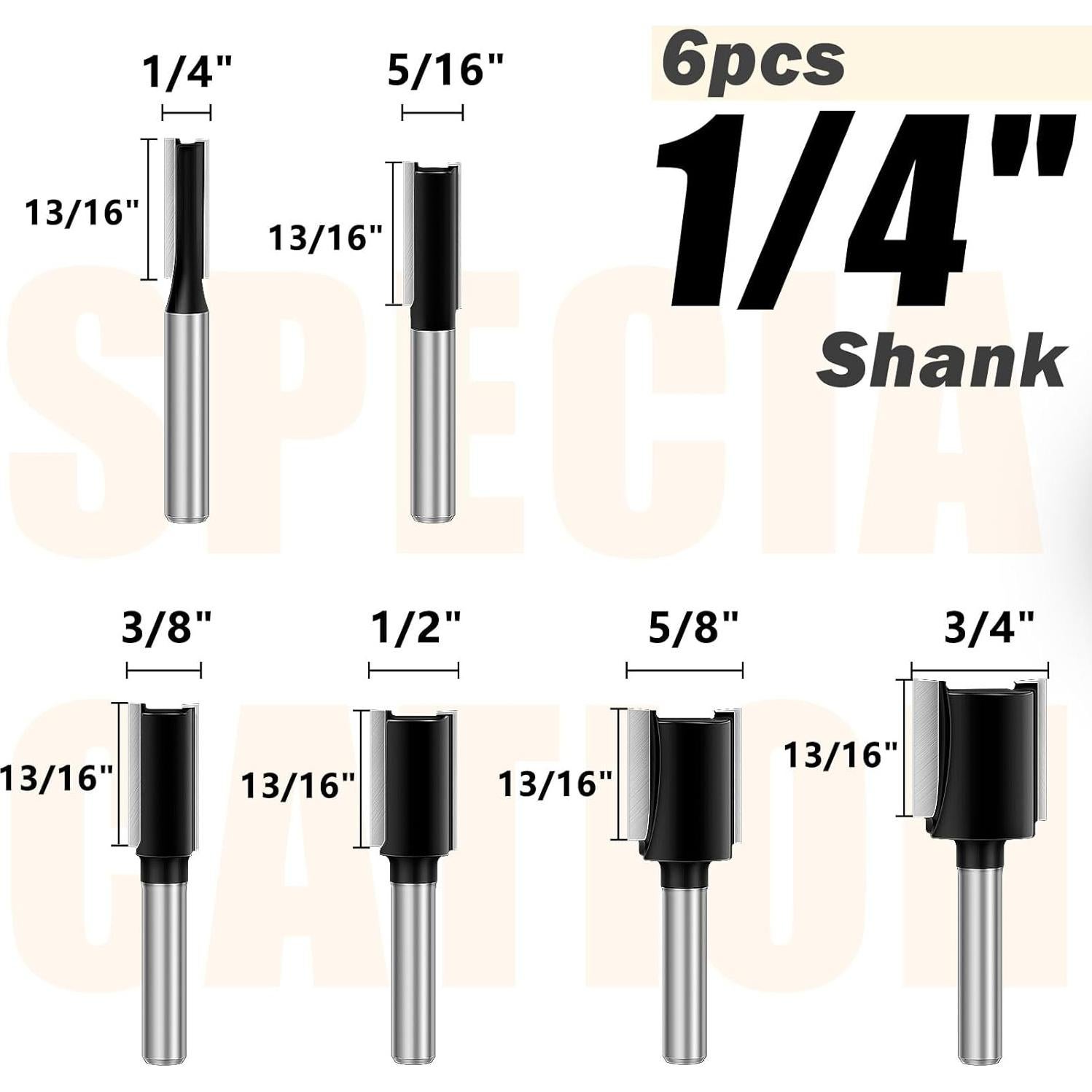 Juego de Brocas de Router Feanron 6 Pcs Carburo 1/4"