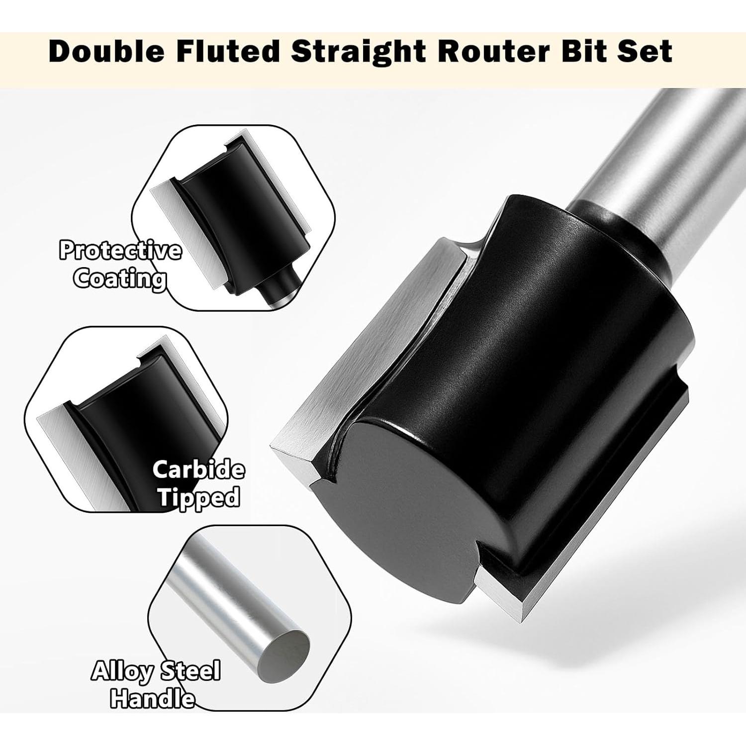 Juego de Brocas de Router Feanron 6 Pcs Carburo 1/4"