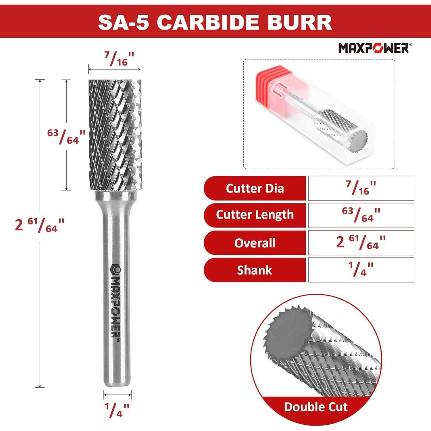 Juego de Fresas de Carburo MAXPOWER 3 Piezas 6.35 mm