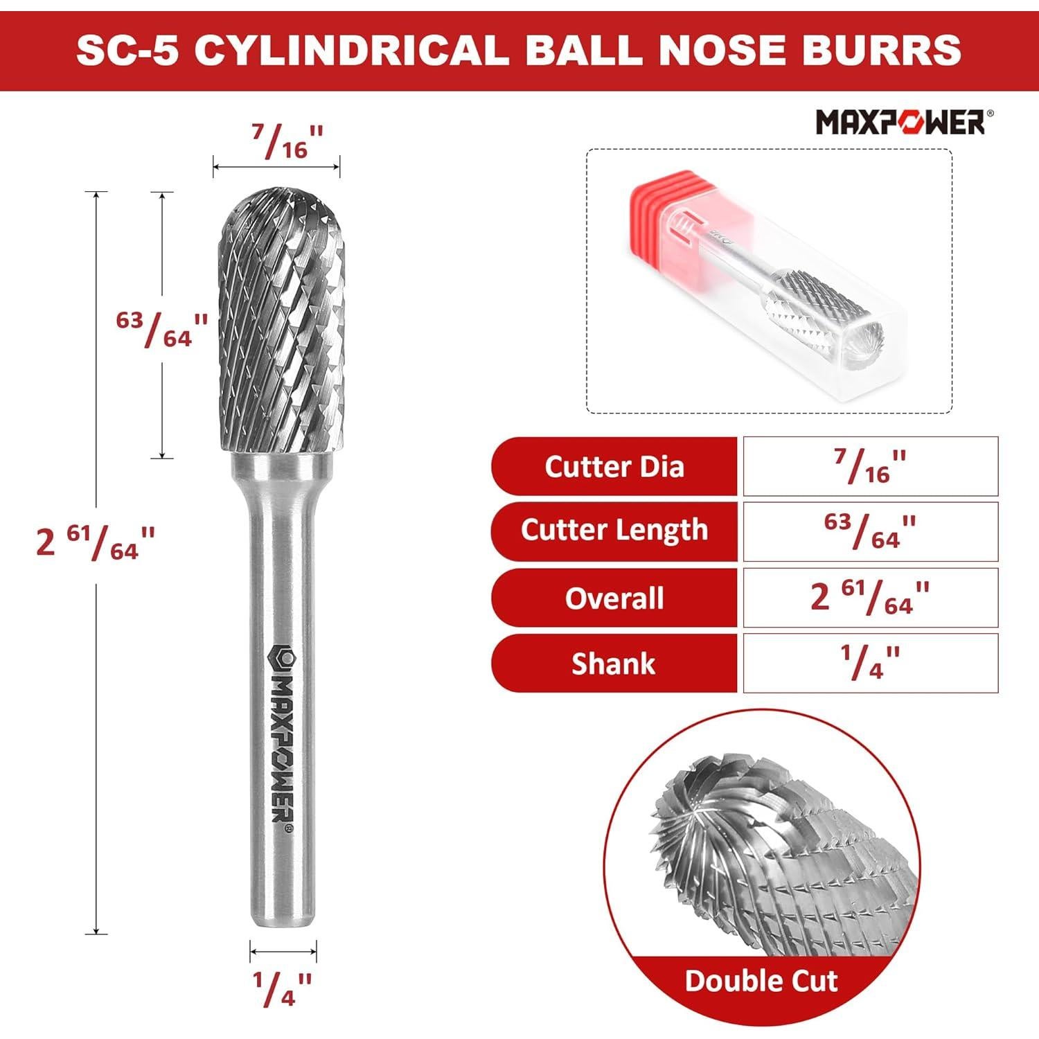 Juego de Fresas de Carburo MAXPOWER 3 Piezas 6.35 mm