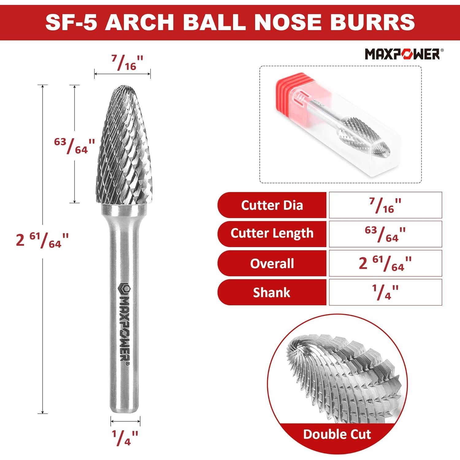 Juego de Fresas de Carburo MAXPOWER 3 Piezas 6.35 mm