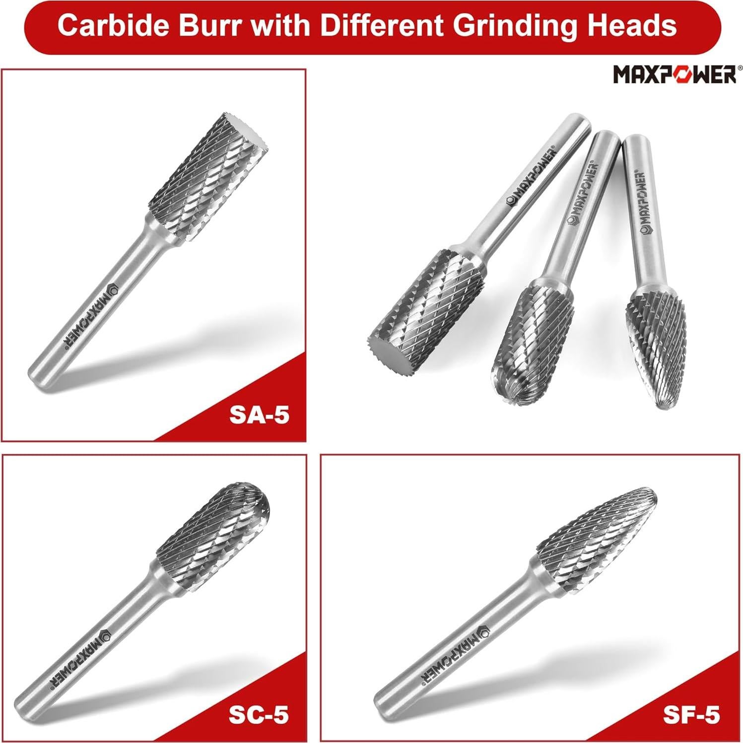 Juego de Fresas de Carburo MAXPOWER 3 Piezas 6.35 mm