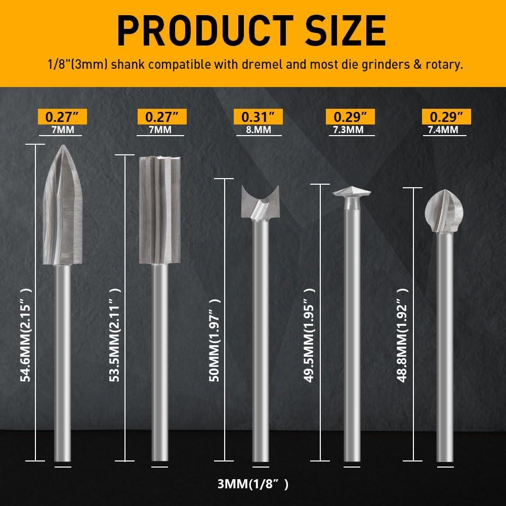 Juego de Brocas para Tallado en Madera FOTYBEI 5 Piezas 3mm
