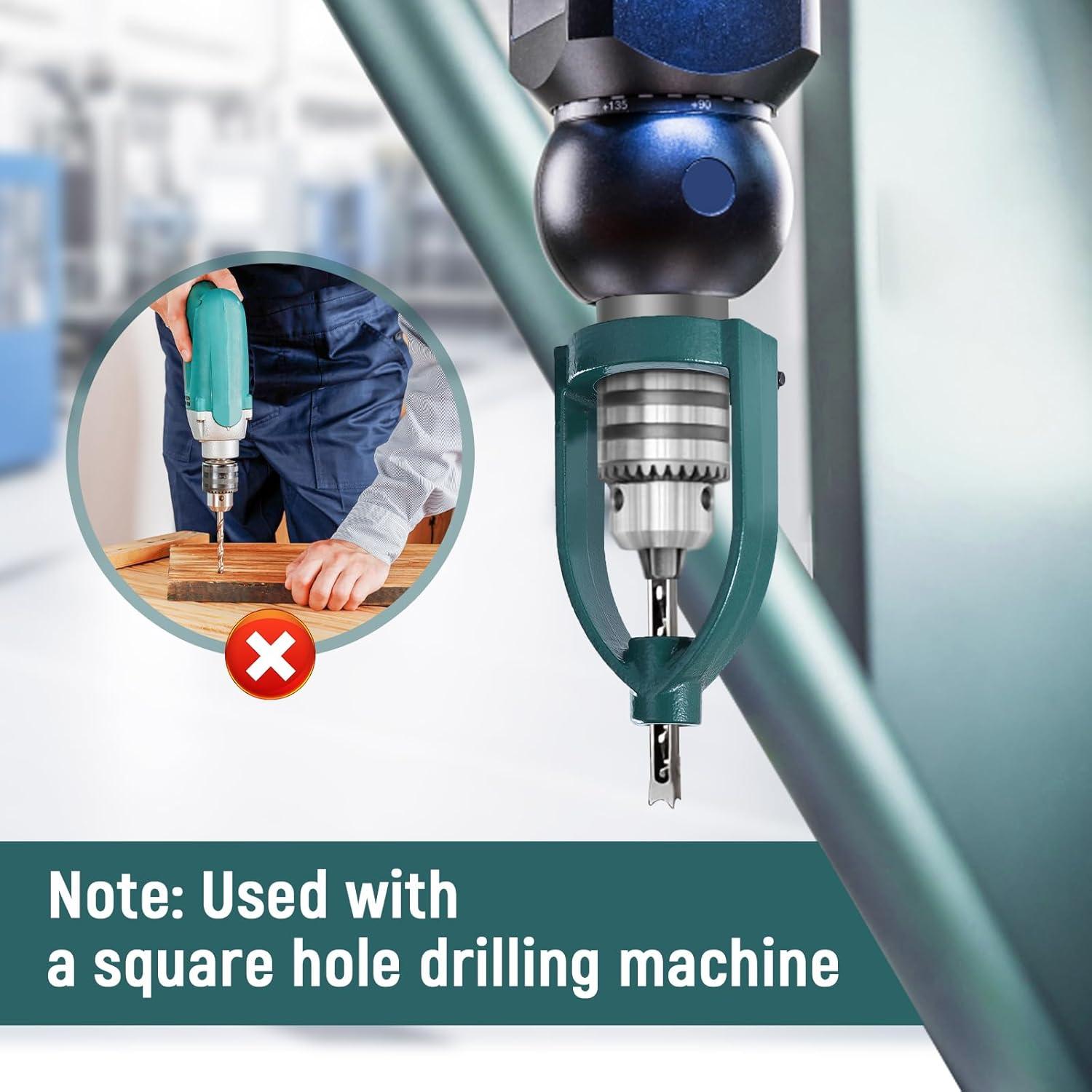 Adaptador de Broca de Mortaja Cuadrada IEUDNS 18cm con 5 Mangas