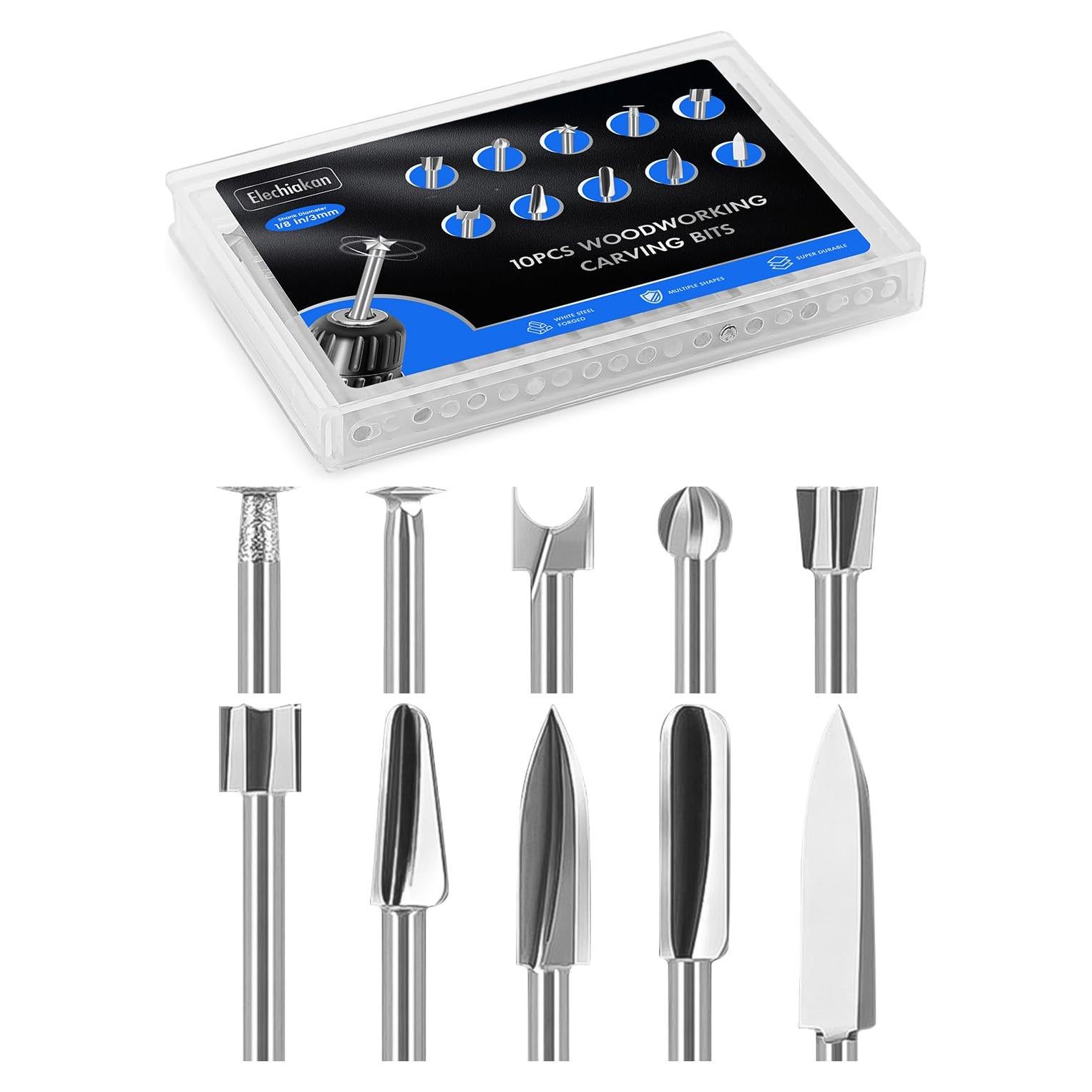 Juego de 10 Brocas para Tallado en Madera Dremel 3.18 mm