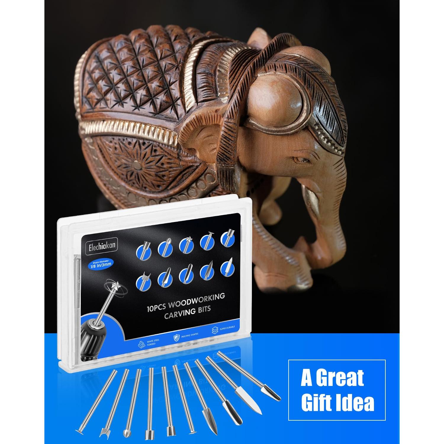 Juego de 10 Brocas para Tallado en Madera Dremel 3.18 mm