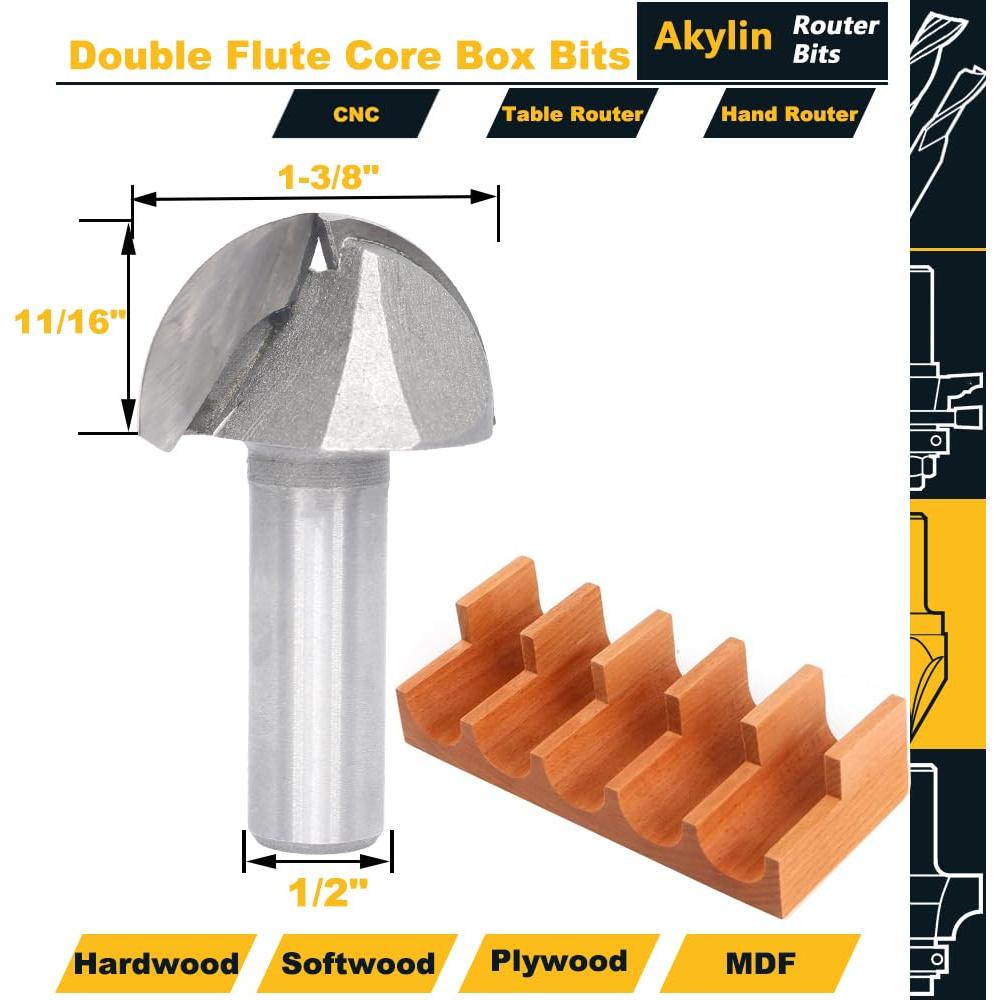 Fresas para Router Akylin 1/2" Mango 35mm Diámetro 35mm Corte