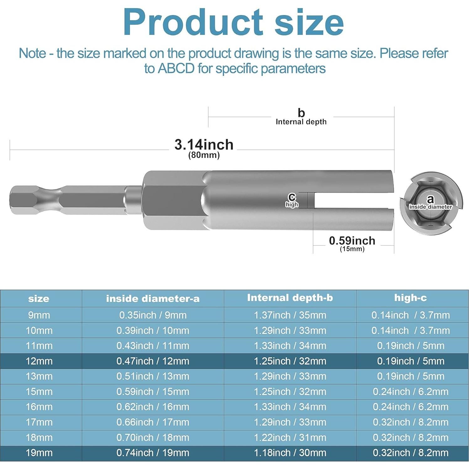 Kit de Herramienta de Socket de Tuerca XZUHYE 12mm y 19mm