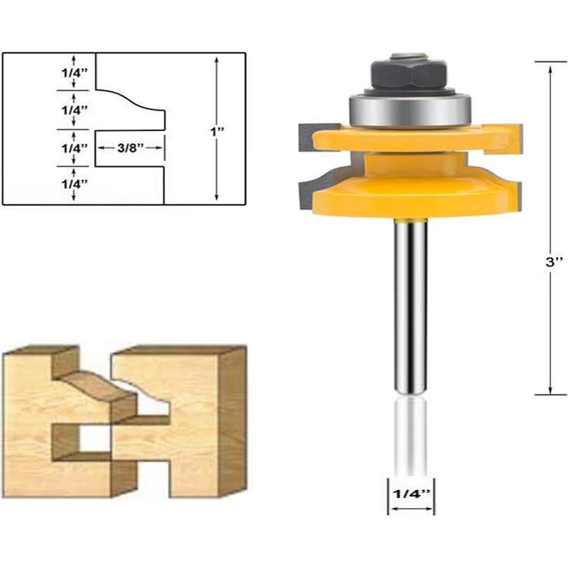 Juego de 3 Bits de Router LEATBUY 1/4" Carburo RG-7
