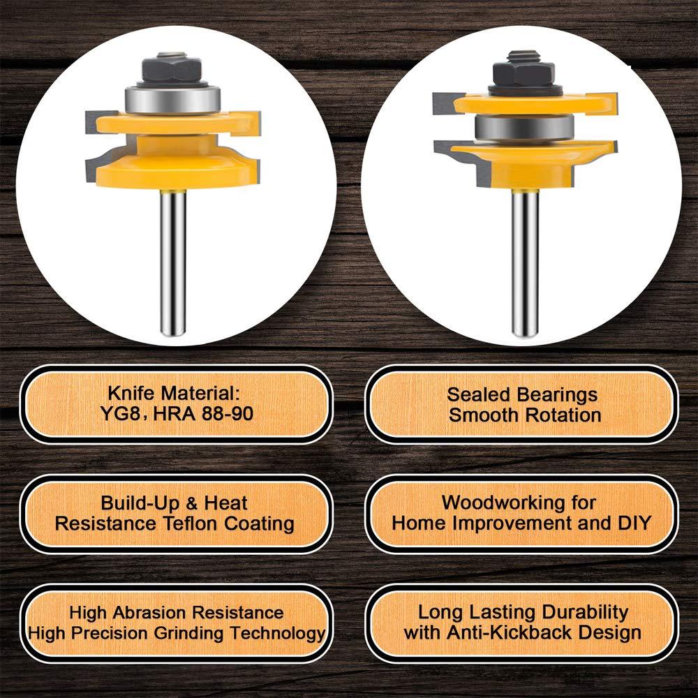 Juego de 3 Bits de Router LEATBUY 1/4" Carburo RG-7