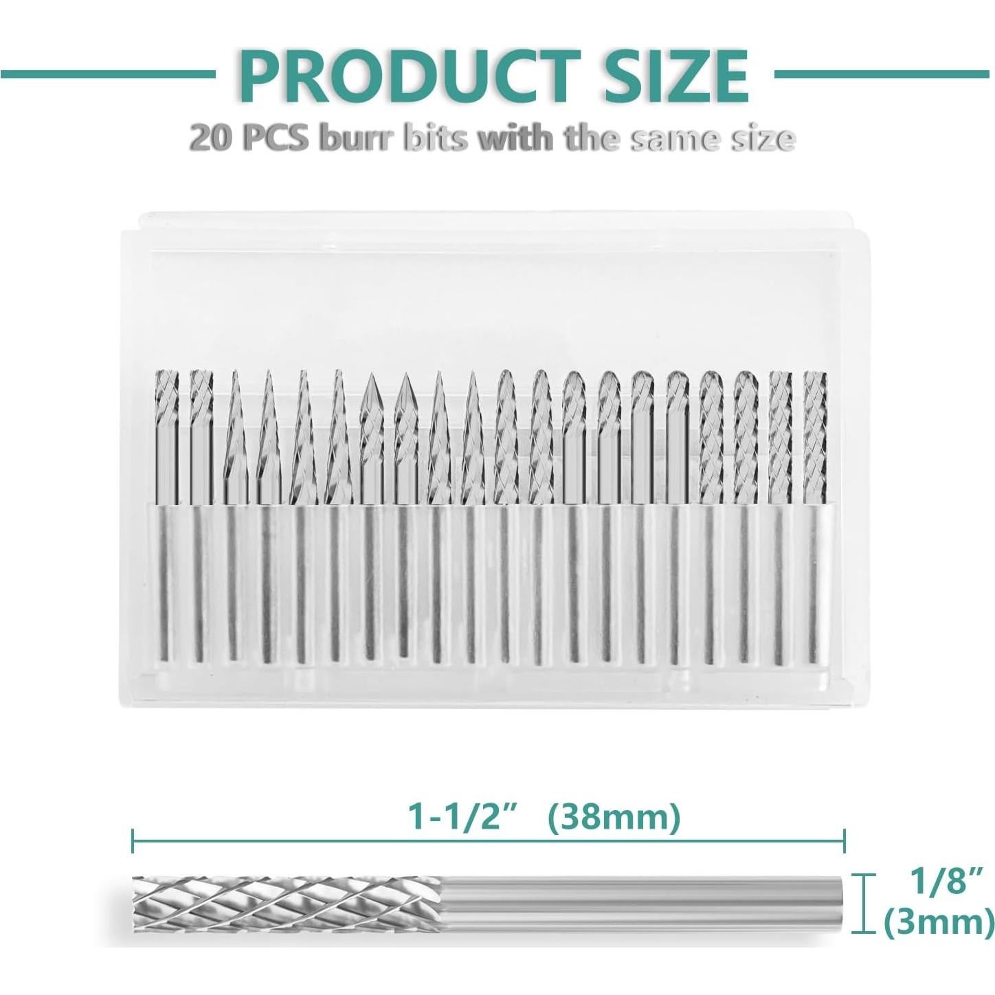 Juego de Brocas de Carburo CATITO - 20 Puntas 3 mm para Metal y Madera