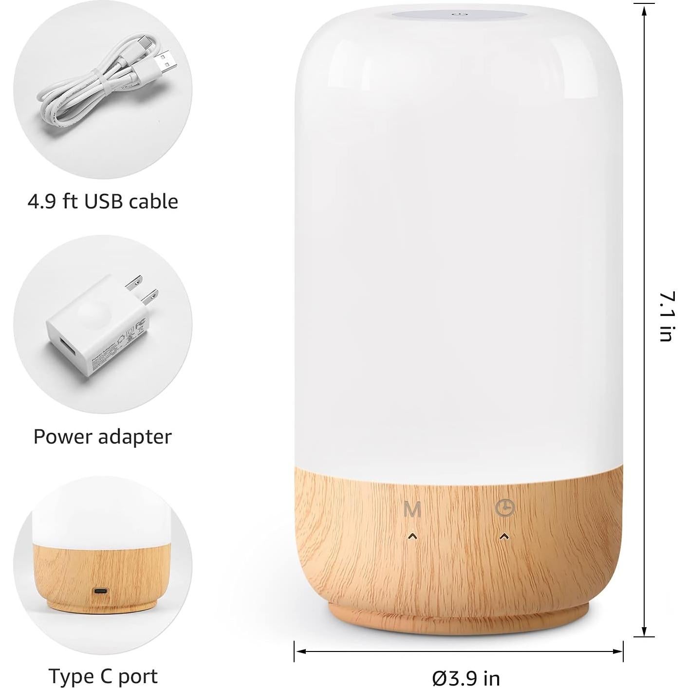 Lámpara de Mesa Lepro LED Táctil Regulable 350lm Madera