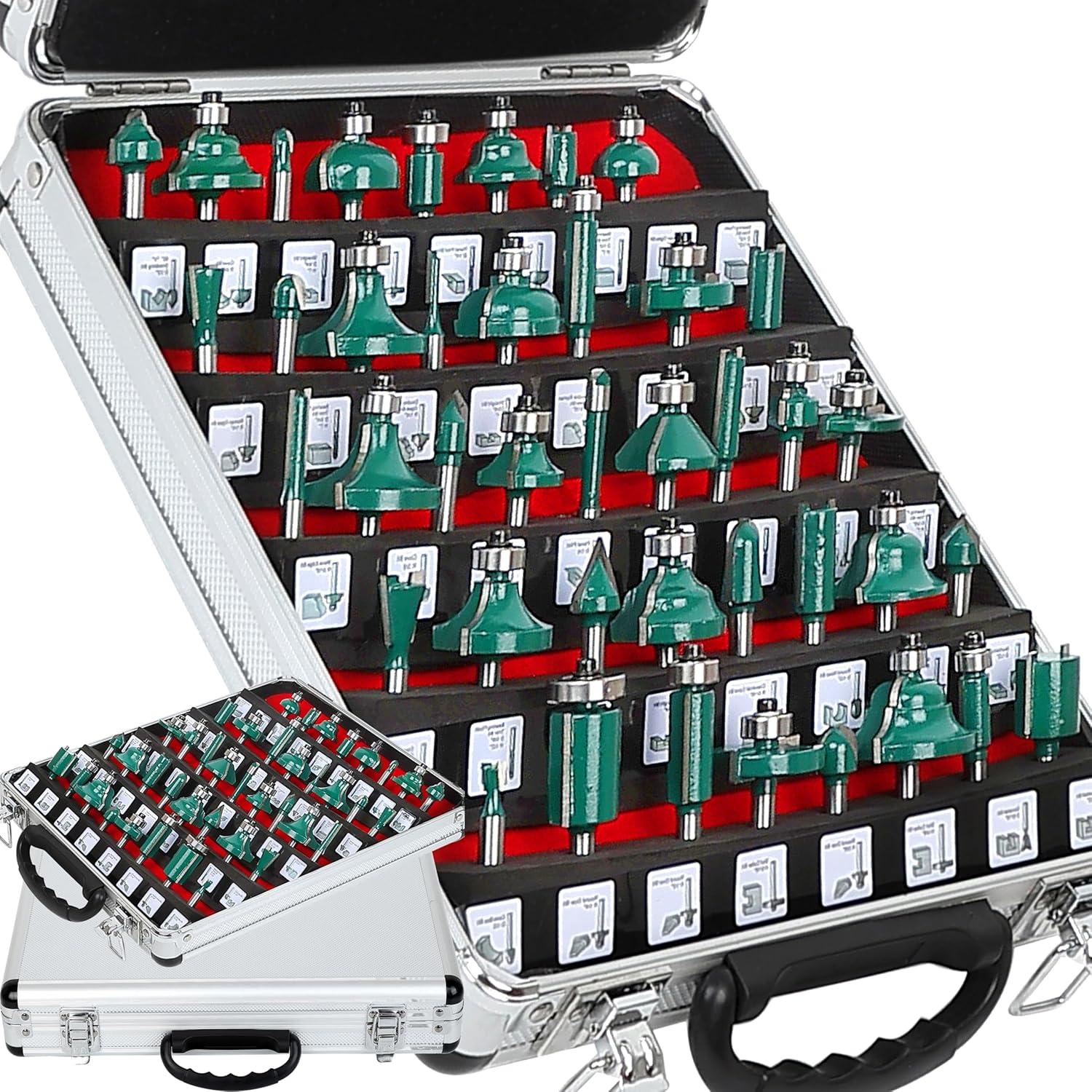 Juego de Brocas de Router TAIWAIN 1/4" 41 PCS Carburo para Carpintería