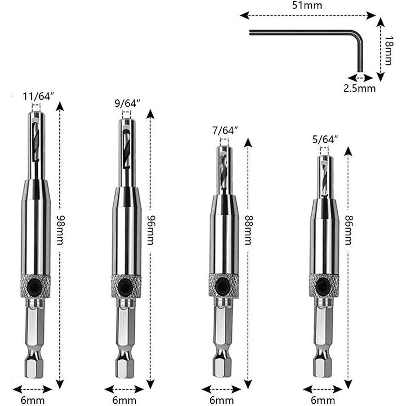 Juego de Brocas Autocentrantes Tiplusta 4 Piezas 1.98-4.37 mm