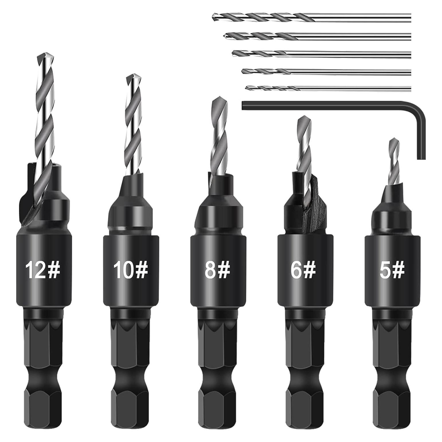 Juego de Brocas Avellanadas YURINWOO 5 Pcs 1/4" Hexagonal