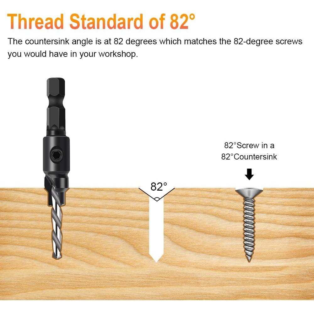 Juego de Brocas Avellanadas YURINWOO 5 Pcs 1/4" Hexagonal