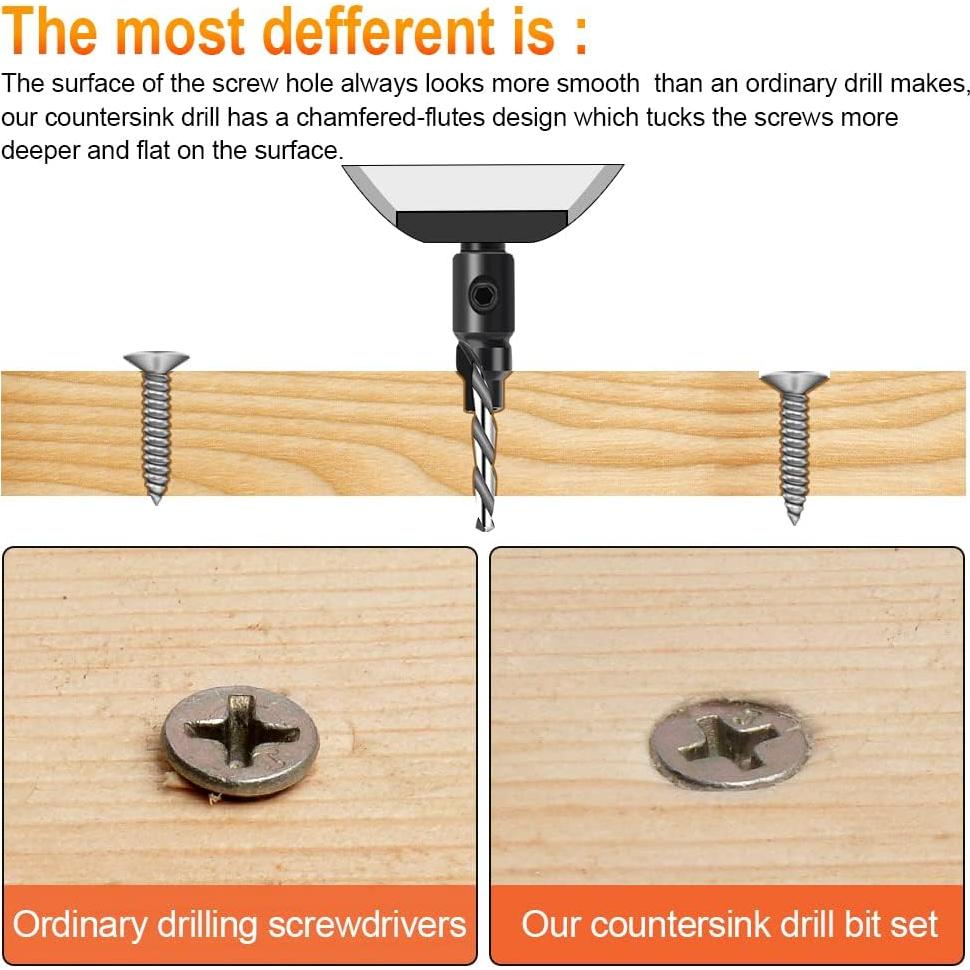 Juego de Brocas Avellanadas YURINWOO 5 Pcs 1/4" Hexagonal