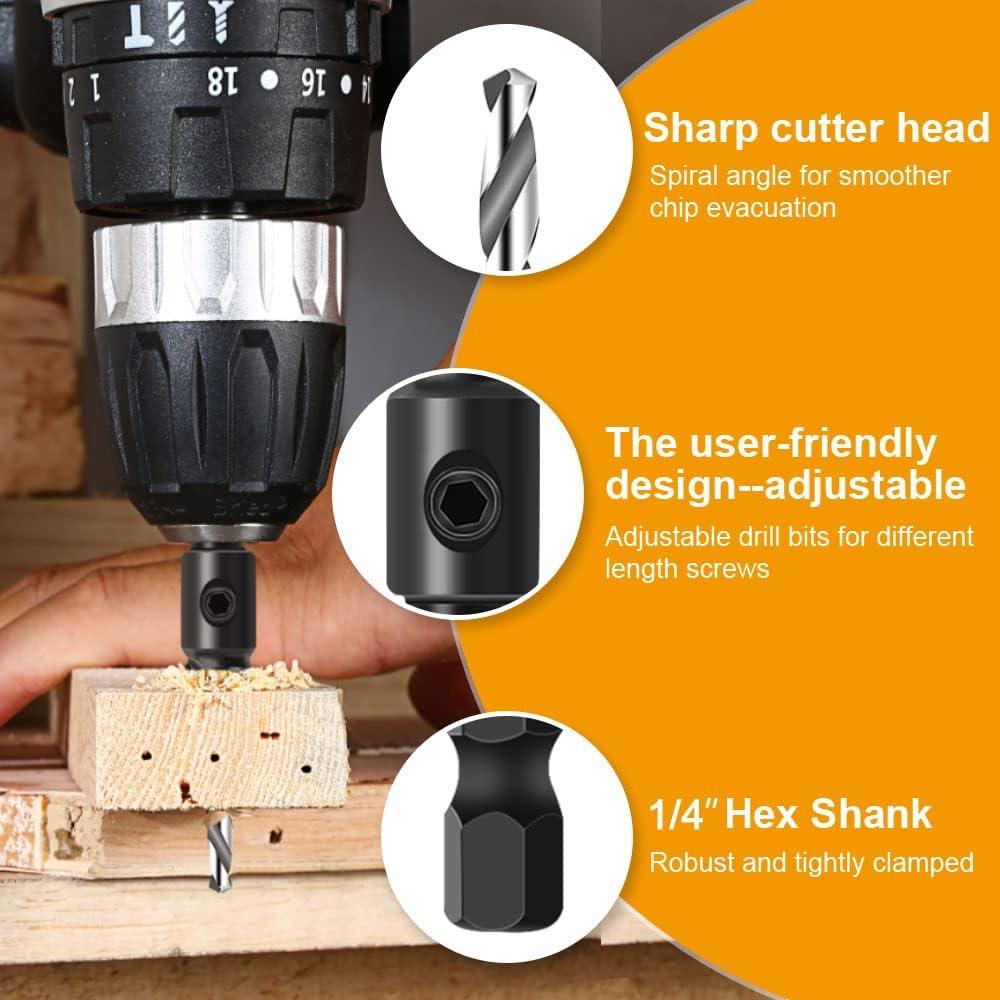 Juego de Brocas Avellanadas YURINWOO 5 Pcs 1/4" Hexagonal