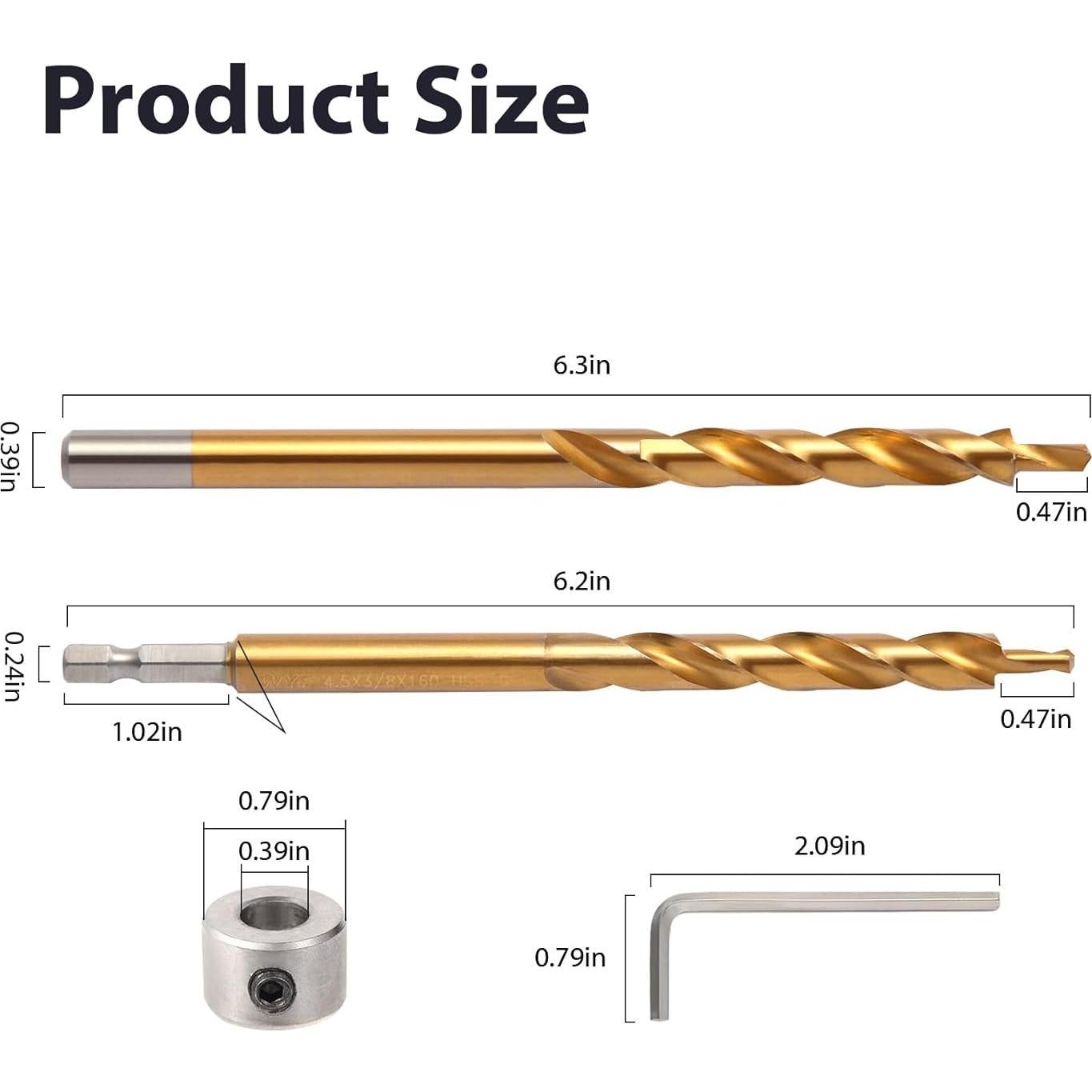 Broca de Escalera 3/8" Kosmi con Mango Hexagonal y Anillo de Parada