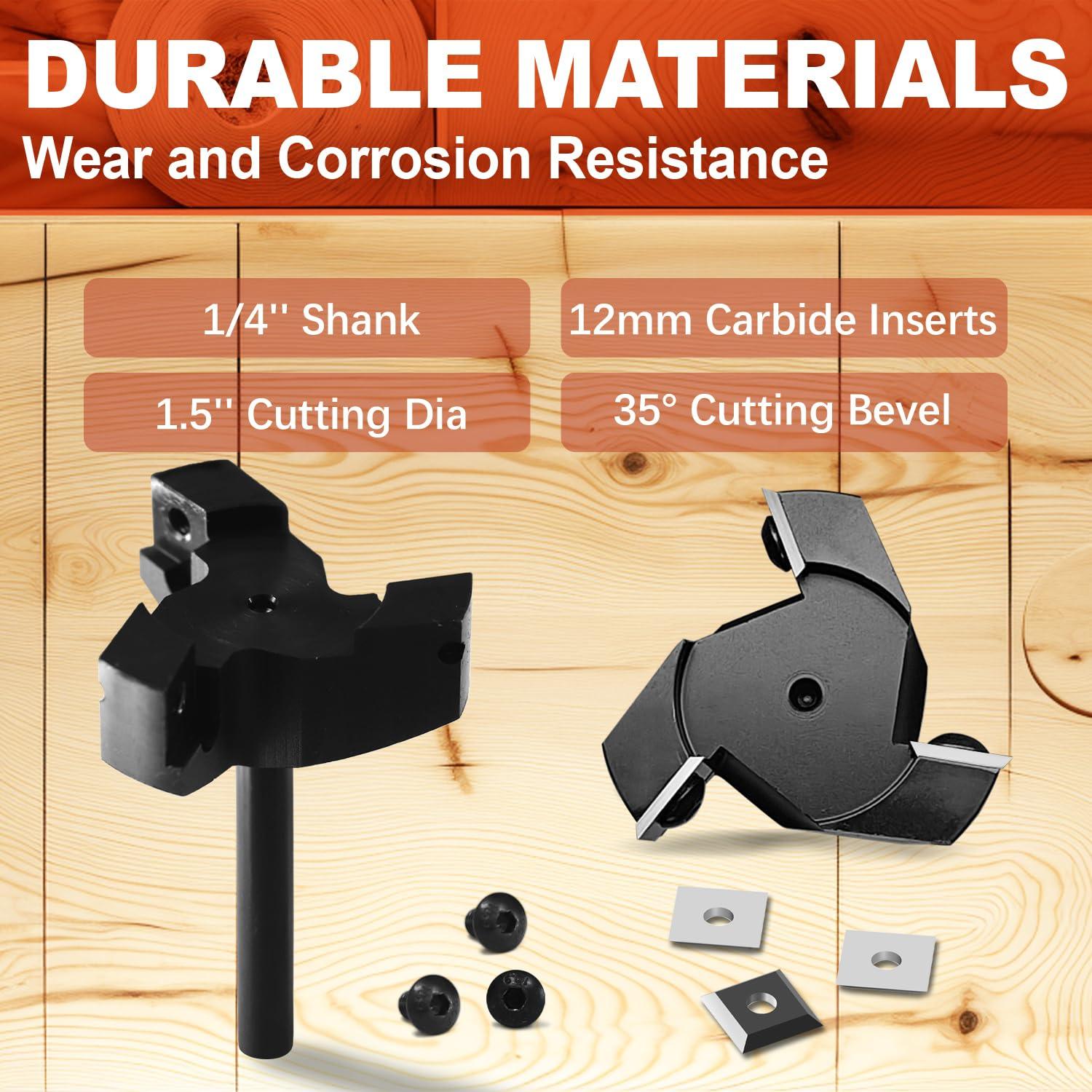 Fresa de Superficie CNC HIIZUG 1/4" Eje 38.1mm 12mm Carburo