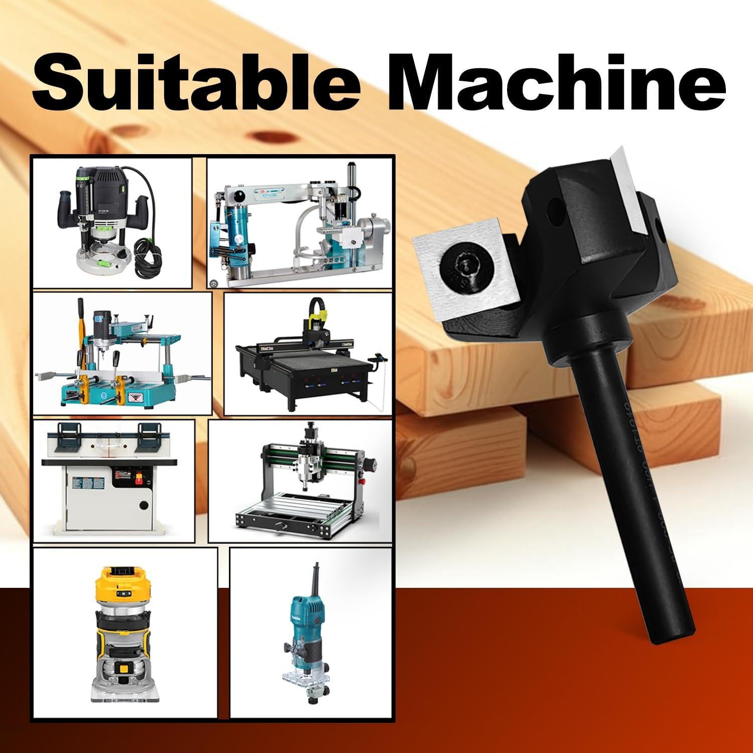 Fresa de Superficie CNC HIIZUG 1/4" Eje 38.1mm 12mm Carburo