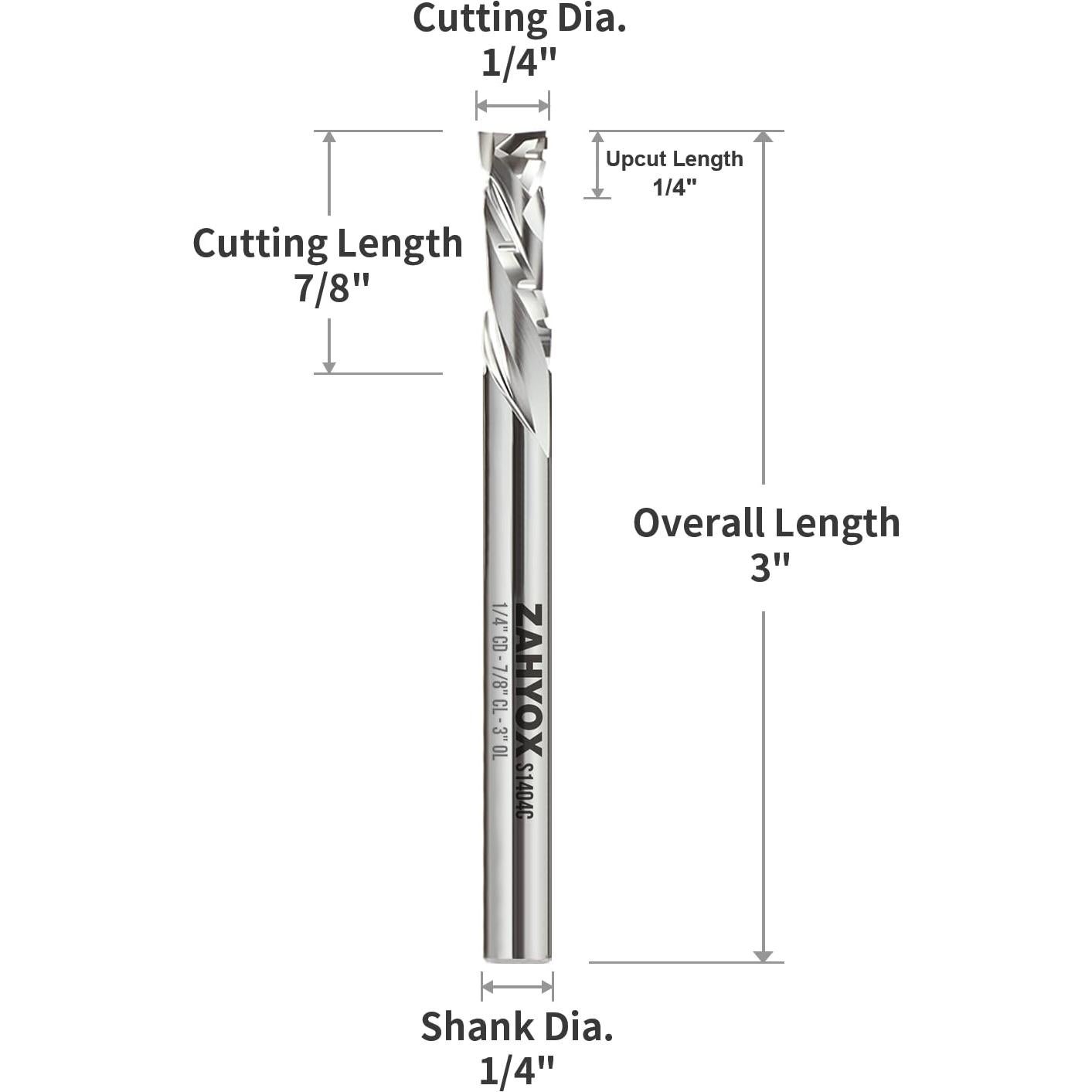 Fresa de Compresión Zahyox 1/4" (6.35 mm) para CNC