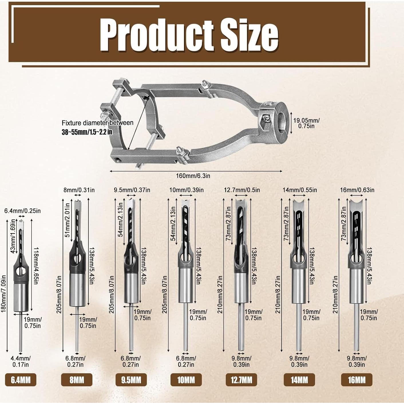 Juego de Brocas Cuadradas Newbounce 7 Piezas Acero HRC48-50